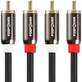 FosPower (0.9m / 3ft) 2 RCA M/M Stereo Audio Cable [24K Gold Plated | Copper Core] 2RCA Male to 2RCA Male [Left/Right] Premiu