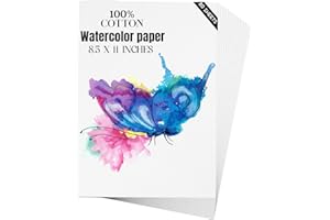 MAGECUBIKU Watercolor Paper 8.5x11 inches 80 Sheets,Heavyweight Artist Paper 140lb/300GSM Cold Press Natural Cotton Paper for Students Artists Watercolor Drawing