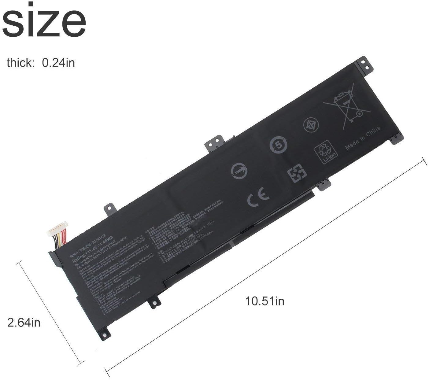 B31N1429 0B200-01460000 0B200-01460100 Laptop Battery Replacement for Asus A501LB5200 K501 K501UX K501UQ K501LX K501LB K501L A501L K501U K501UB K501UW K501LX-NH52 K501UX-AH71(11.4V 48Wh) - Image 5