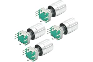 ZUDKSUY EK2045x4C 4 Pack Rotary Encoder Switch Audio Digital Potentiometer Handle Length 20mm with Knob Cap 5V DC Precision C