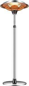 Patio Heater Outdoor Electric Heater - Garage Heater Infrared Carbon Tube Heater 3 Adjustable Level Standing Patio Heater For Garden Party Balcony, Weatherproof,1500w/110vOverheat Protection,Garden