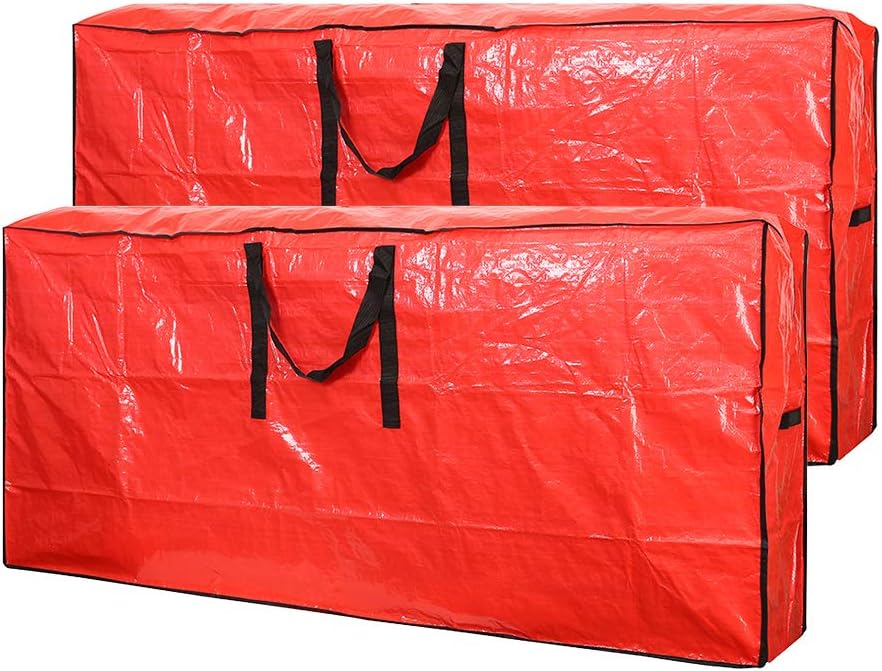 Holiday Décor Storage - Sattiyrch Christmas Tree Storage Bag- 2 pack - Fits Up to 9 ft Xmas Disassembled Trees with Durable Reinforced Handles & Dual Zipper -Waterproof Material Protects from Dust,Moisture(Red, 9ft)