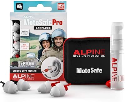 Alpine MotoSafe Pro Motorcycle Reusable Earplugs Ultra Soft Filters 2 Pairs