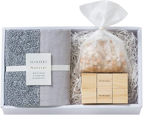Amazon 今治タオル ハンカチ ひのきキューブ 芳香チップ ギフト セット プレゼント 景品 グレー タオルセット ホーム キッチン オンライン通販