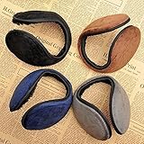 Neaer 4 PCS Unisex Men Women Faux Furry Fleece Winter Solid Soft Plush Ear Muffs Earmuffs Earwarmers-(1PC Black,1PC Coffee,1PC Gray,1PC Navy)