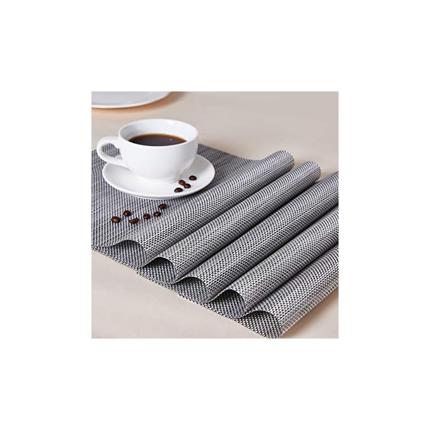 Placemats Table Mats Gray Placemat Set of 8 Easy to Clean Non Slip