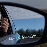 8Pcs I Love You Drive Safe Stickers Drive Safe Mirror Stickers for Women Rearview Mirror Decal for Car Window Mirrors Decor Accessories