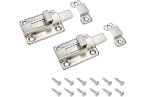 Geesatis 2 Pcs Sliding Lock Barrel Bolt Stainless Steel Sliding Latch Lock Barrel Bolt for Chests Cabinets Door Lock Bird Cage Lock Replacement, with Mounting Screws, Silver