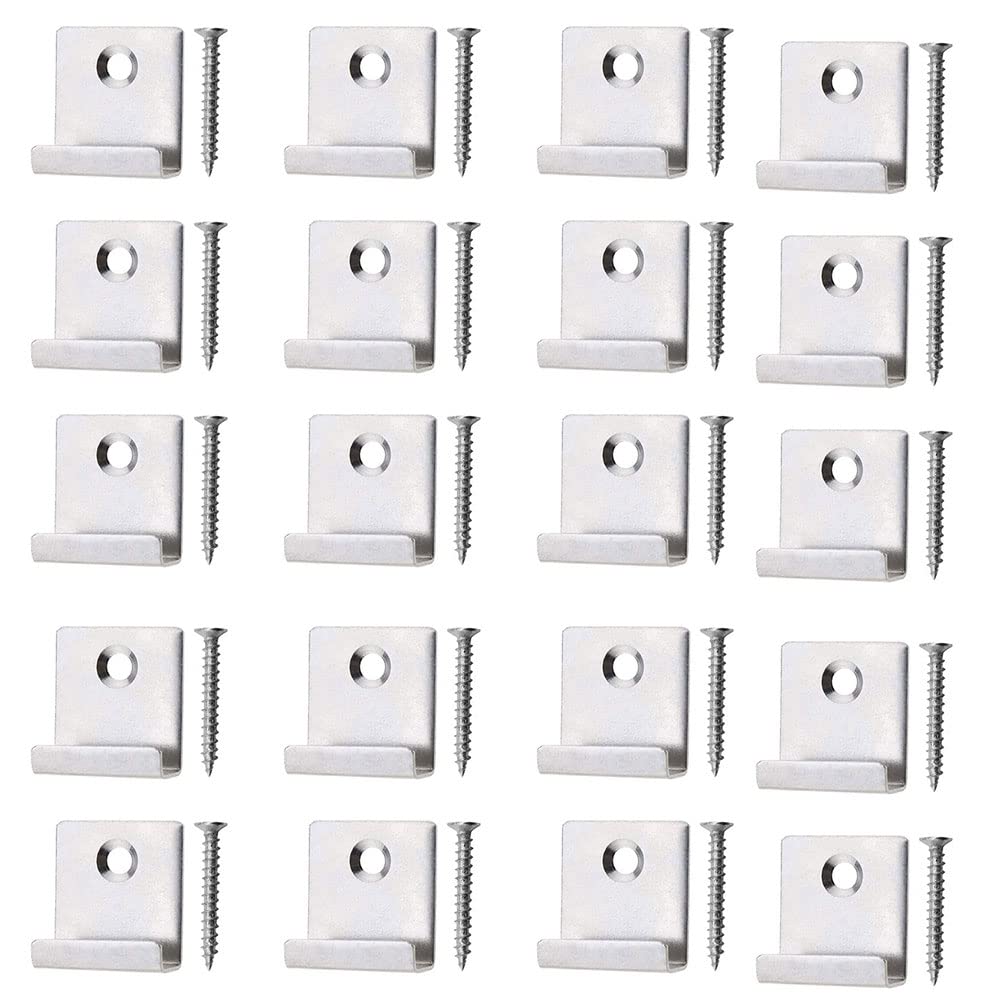 BDHI 25pcs 8mm Decking Hidden Starter Fastener Board Clip Composite Decking Clips Hidden Starter Fastener Board Clip with Self-Tapping Screw Stainless Steel(Y174-25)