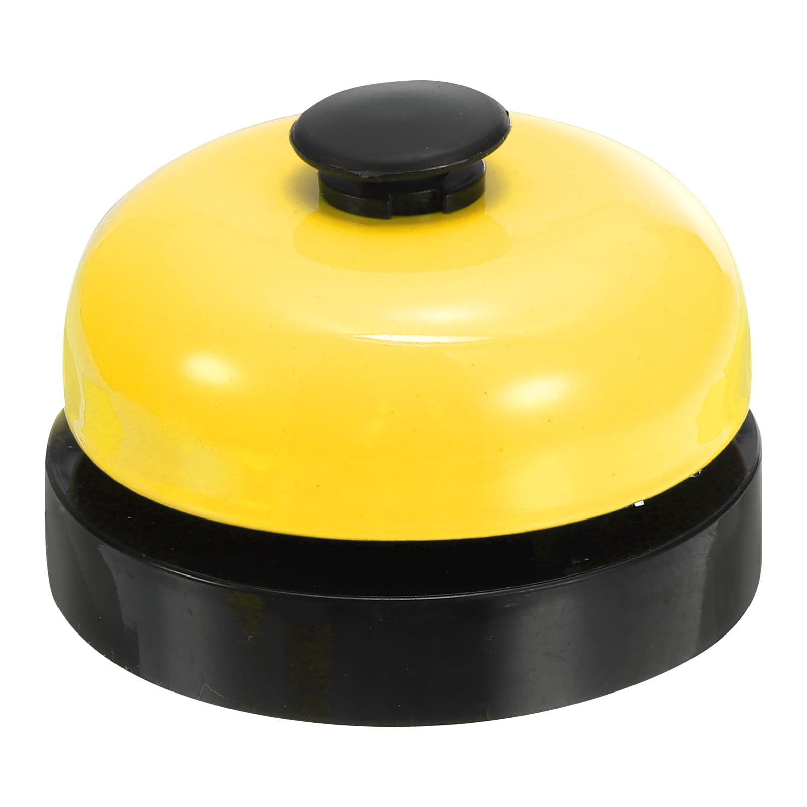 PATIKIL Desk Call Bell 2.5" Diameter, Dinner Desk Front Bell for Service with Metal Anti-Rust Construction for Hotel Restaurant Reception Areas Office Warehouse, Black/Yellow