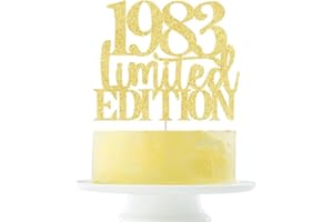 YETXEL Limited EDITION 1983 cake topper 42th birthday happy birthday cake topper men and women cheer 42 years old handmade gold glitter cake decoration (1983)