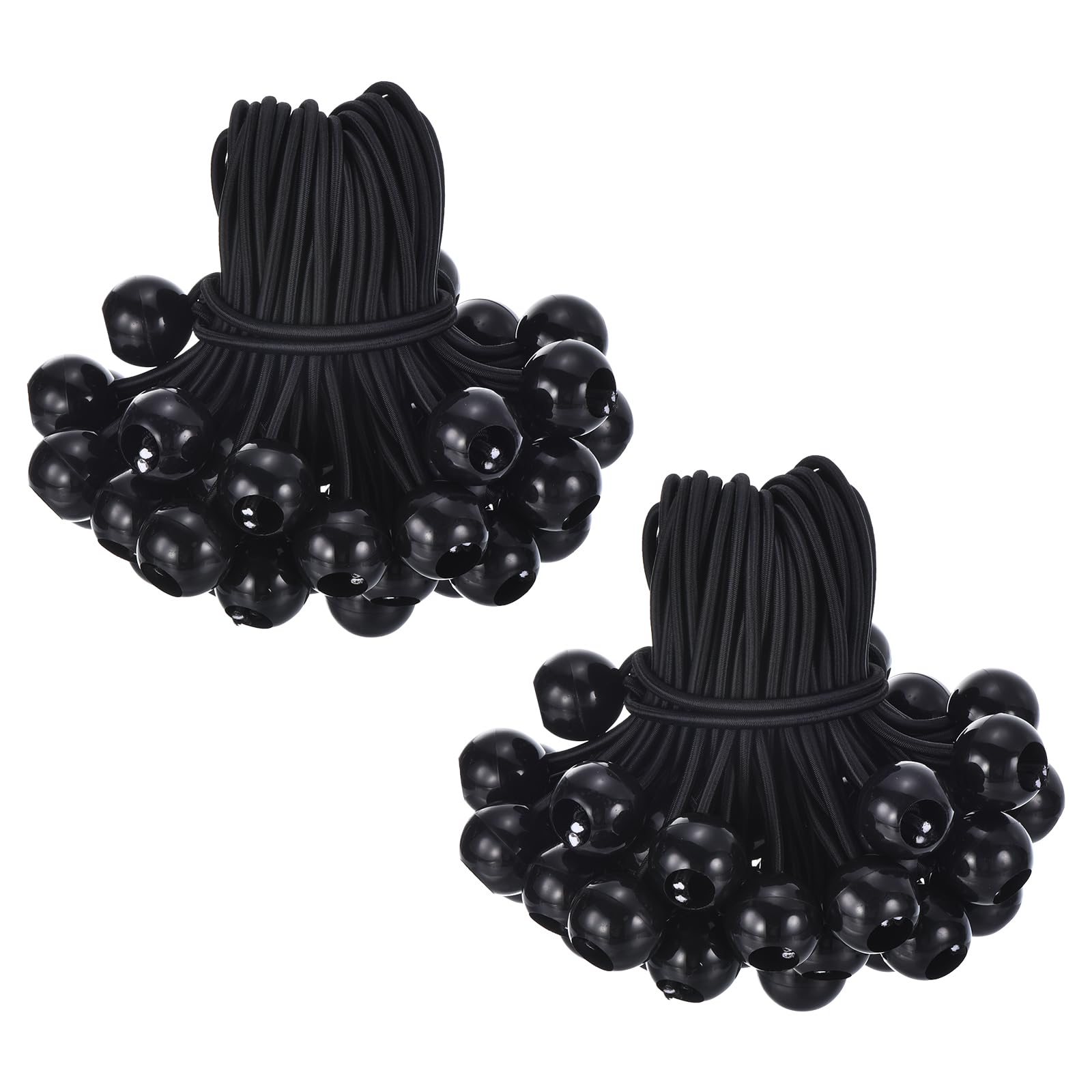 PATIKIL 6 Inch Tarp Ball Bungee Cord, 100 Pack Bungee Cords with Balls Canopy Tarp Tie Downs Cords Elastic String for Outdoor Camping Cargo Shelter Tent Poles, Black