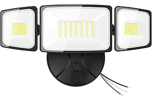 Onforu 75W Flood Lights Outdoor, 7000LM Brightness Security Lights Switch Controlled, 3 Adjustable Heads, IP65 Waterproof, 6500K Wall Mount Exterior LED Flood Light