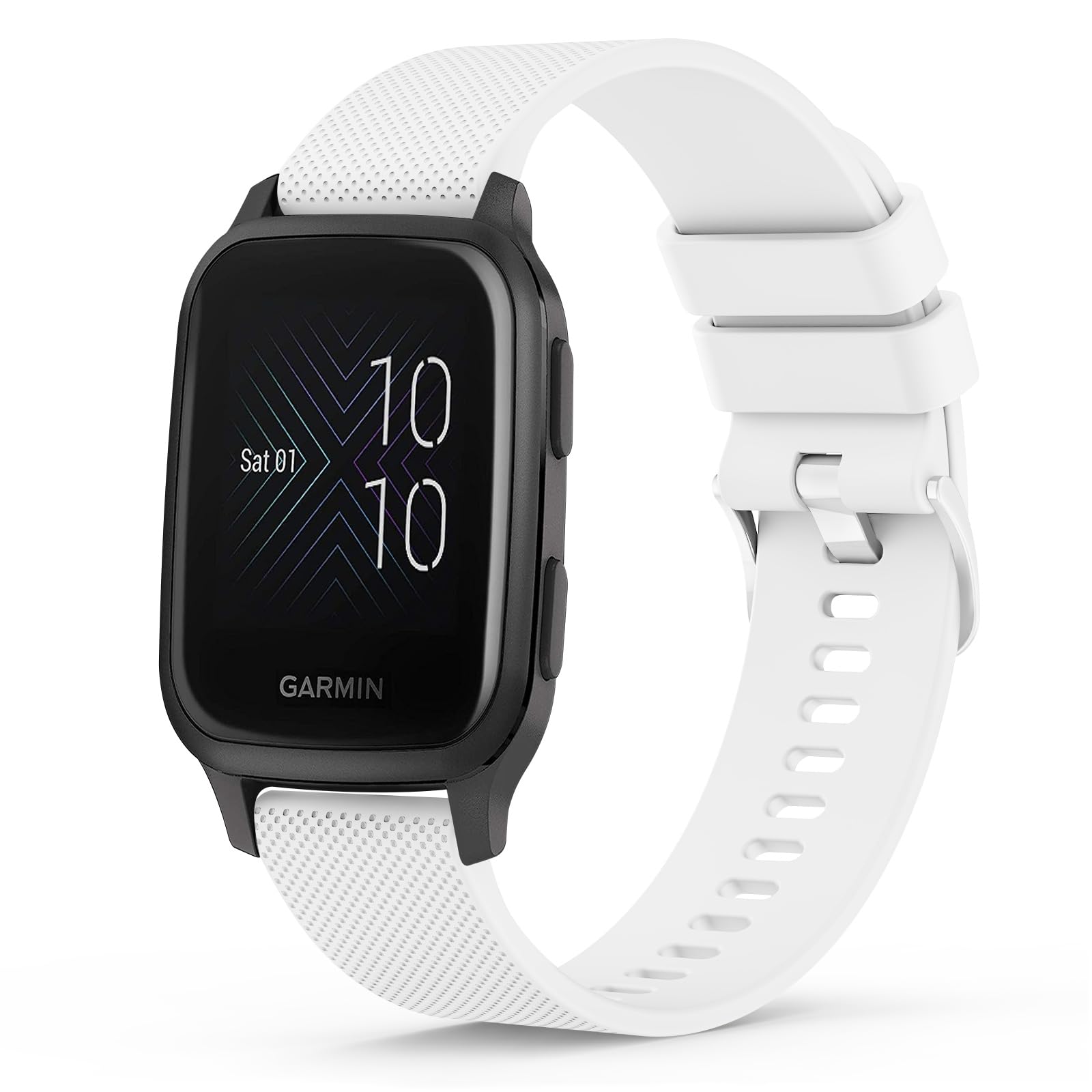 Silicone Bands Compatible with Garmin Venu Sq Music Strap, Soft Replacement Sport Wristband Bracelet Arm Band for Garmin Venu Sq Music/Venu Sq/Venu/Venu 2 Plus (White)