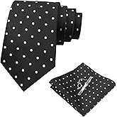 Luckyvestir Men's Tie Sets, Black and White Polka Dot Ties for Men with Pocket Square Tie Bar/Cufflinks for Wedding Business