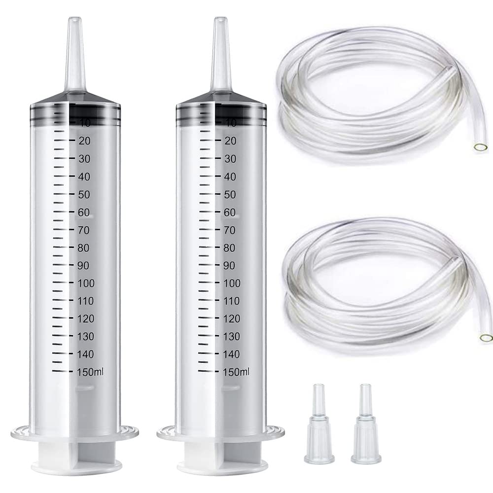 Gebildet 2pcs 150ml Large Plastic Syringe Refilling Syringe with 1m Tube and Tip Adapter for Scientific Labs, Industrial Measuring