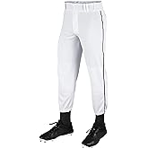 CHAMPRO Triple Crown Classic Baseball Pant with Braid, White, Black Pipe, Medium
