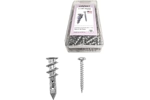 UNVERT E-Z Ancor kit, 50 Zinc Self Drilling Drywall Anchors with 50 Phillip Screws #8 x 1-1/4" #EKZ050
