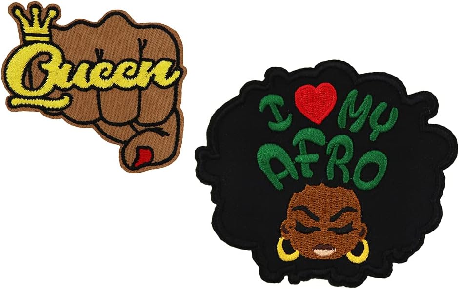 Mixed Media - I Love My AFRO Black Queen Embroidered Iron On Patches BLM Black Lives Matter