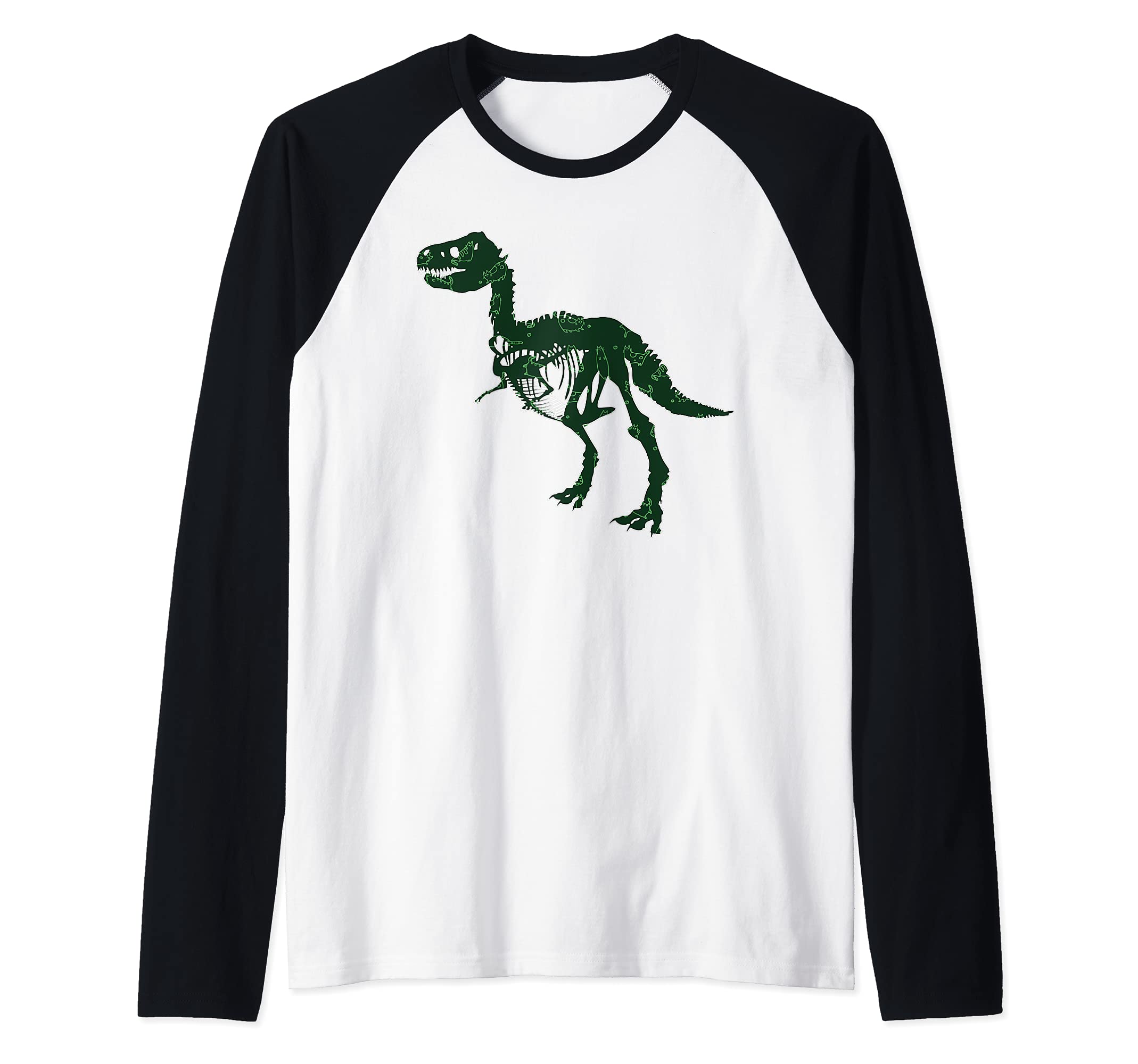 Tyrannosaurus Rex Animal T-Rex Creepy Dinosaur Raglan Baseball Tee