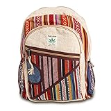 Maha Bodhi All Natural Handmade Multi Pocket Hemp Laptop Backpack - Multi Color Stripe