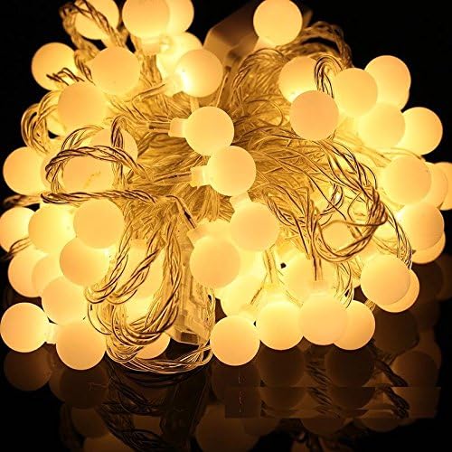 20m 66ft 200 Led Lights Globe String Bulb Round Ball Indoor Curtains Lights for Christmas, Wedding,Halloween Party, Garden, Home, Indoor, Outdoor, Bedroom Decorations (Warm White)