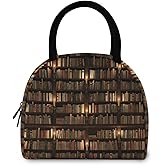 ZzWwR Multi-Storied Mysterious Bookshelf Library Reusable Lunch Tote Bag with Front Pocket Zipper Closure Insulated Thermal Cooler Container Bag for Man Women Work Picnic Travel Beach Fishing