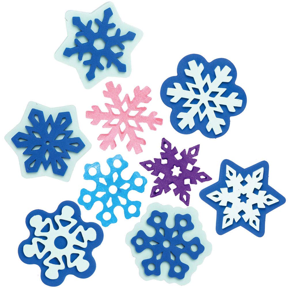 Baker Ross AX405 Snowflake Foam Stampers - Pack of 10, Stamp Set for Children, Ideal for Kids Arts and Crafts Projects, Snowflake