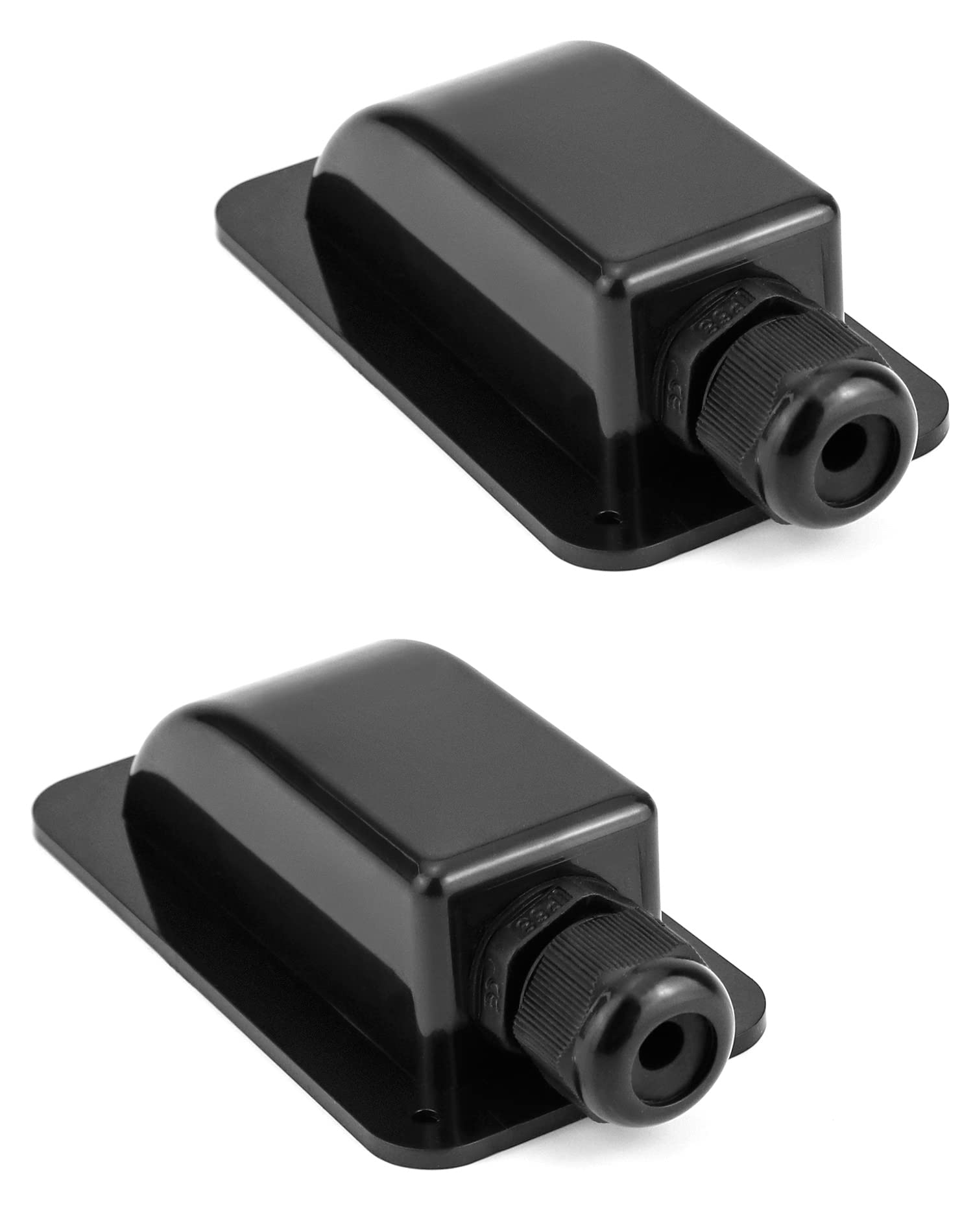 QWORK 2Pcs IP68 Solar Cable Entry Gland Waterproof ABS Solar 1 Way Cable Entry Dual Cable Entry Housing for Solar Panels of RV, Caravan and Marine, Black