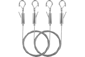 2PCS Picture Hanging Wires, 6.6FT Adjustable Wire Picture Hanging Kit, Stainless Steel Wire for Hanging Pictures, Mirrors, Tool Free Cables Hanging Rope with Hooks 50LBS Syocsek [Extended Version]
