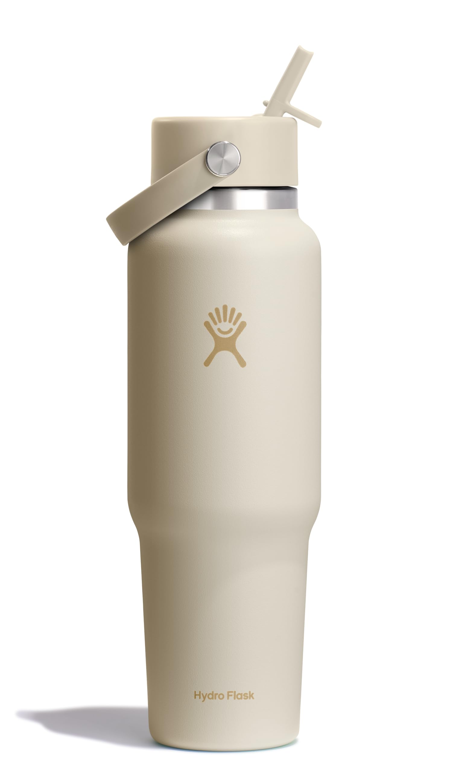 Hydro Flask Travel Water Bottle - Insulated Stainless Steel - Wide Straw Lid, Non Spill, Leakproof in 40 Oz Coconut Cream Image