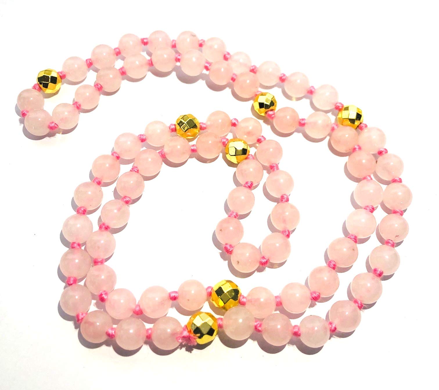 32 INCHES Rose Quartz Beaded Round Necklace Crystal Healing Fashion Women Gift Energy Wellness Handcrafted Accessory Love Gemstone