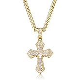 TANTIUE Cross Necklace for Women 14K Gold Plated Cubic Zirconia Cross Pendant Necklace Cross Faith Pendant Necklaces for Men Faith Pendant Crucifix Necklaces
