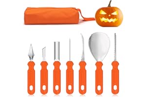 KOVSPO Halloween Pumpkin Carving Kit Tools, Stainless Steel Pumpkin Carving Set, Professional Heavy Duty Carving Set, Family DIY Carving Tools-Gift for Halloween (7PCS)
