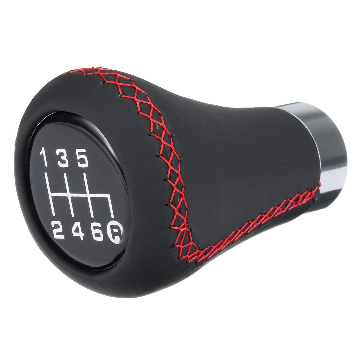 GOZAR 6 Speed Car Manual Transmission Gear Shift Knob Skull Shifter Lever - Red