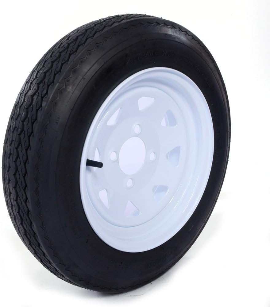 Motorhot Two 4.80 X 12 Trailer Tire & Rim 4.80-12 480-12 Load B 4 Lug Wheel White Spoke Pack of 2