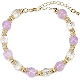 Ursambra Natural Quartz Crystal Bead Strand Bracelet for Women Gift (Lavender Amethyst)