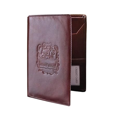 ABYS Genuine Leather Business Card Holder||Passport Wallet||Money Clip||Passport Holder||Passport Cover||Travel Wallet for Men & Women (Coffee Brown)