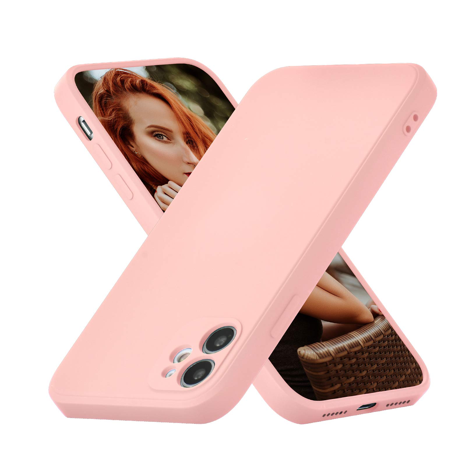 UEEBAI Case for iPhone 11 6.1 inch, Ultra Slim Straight Side Liquid Silicone Case Precise Cut-outs Gel Rubber TPU Bumper Case Smooth Lovely Shell Shockproof Protective Cover for iPhone 11 - Pink — image 1