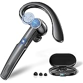 Wireless Business Bluetooth Earbud, Dual Device Connectivity & Rotating Ear Hook, LED Power Display, 55H Playtime, Crystal-Clear Calls with Noise Cancellation, Bluetooth 6.0 for Office/Driving-Black