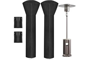 Sanseenia Patio Heater Covers, Outdoor Heater Cover for Standing Heater with Zipper and Storage Bag, Waterproof,Dustproof,Windproof,UV-Resisant,Snow-Resistant 89''H x 33.5"D x 19.5"B (Black - 2 Pack)