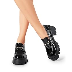 Women Loafers Platform Chunky Heel Slip On Lug Sole