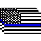 Thin Blue line American Flag Stickers-3Pack, 5x3 Inches Reflective Back The Police Decals Waterproof for Law Enforcement Support, Vehicles, Car Bumpers, Trucks, Motorcycles, Helmets, Laptops, Windows