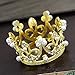 JANOU Mini Crown Cake Topper Crystal Pearl Tiara Children Hair Ornaments for Wedding Birthday Party Cake Decoration (Gold)