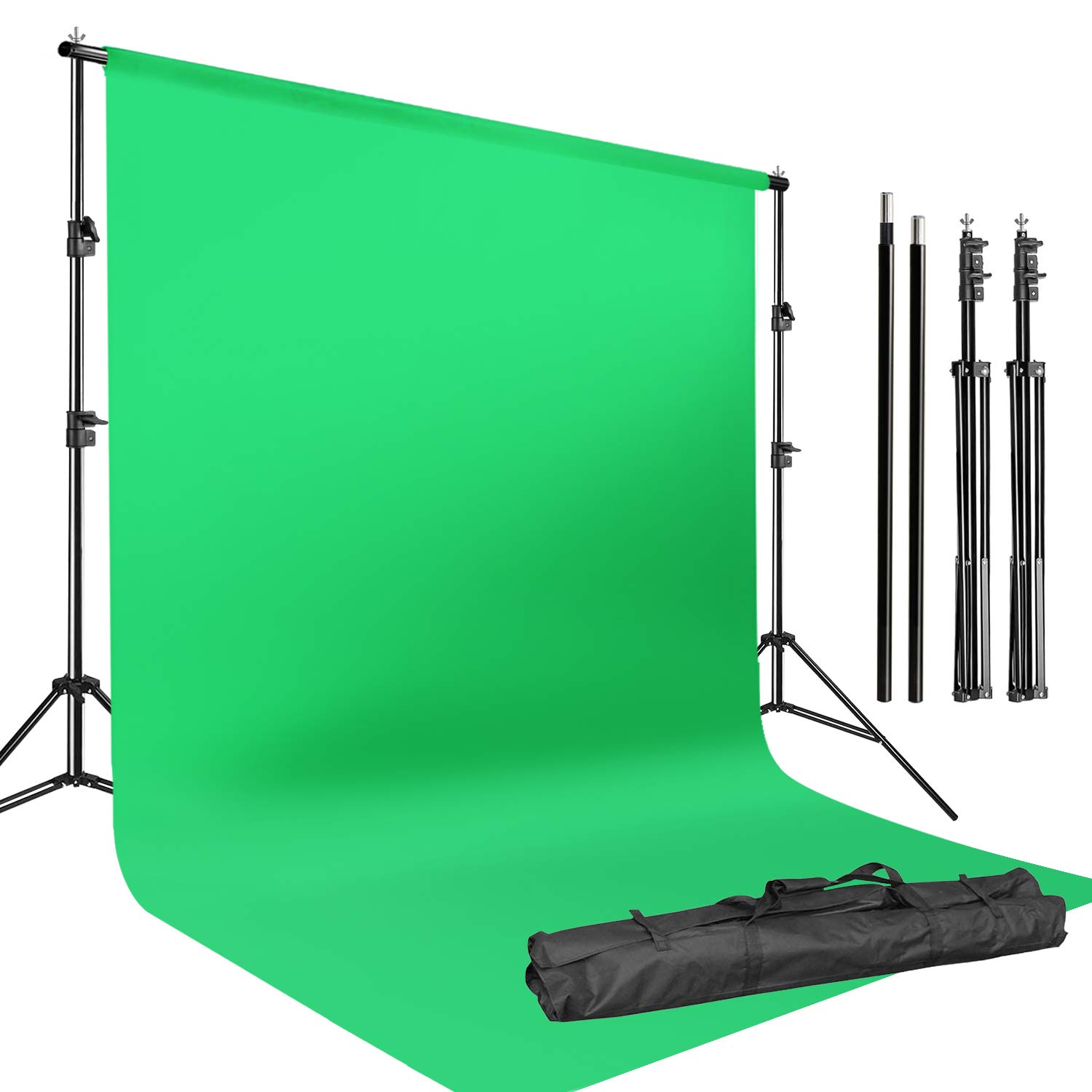 LS LIMO STUDIO LIMOSTUDIO Photo Video Studio 10 ft. Adjustable Background Stand Backdrop Support System Kit with 5 x 10 ft. Green Background Backdrop Screen Muslin Fabric for Photography, AGG2983