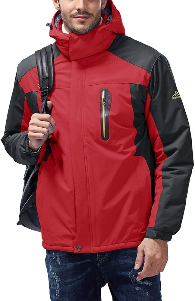BIYLACLESEN Men's Winter Jackets Windproof Windbreaker Fleece Lined Warm Ski Snowboard Jacket Parka Jacket: Clothing