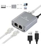 Switch Ethernet 2 Ports 1000Mbps - Convertisseur 1 Vers 2, Alimentation USB-C, Pour PC, TV, Routeur
