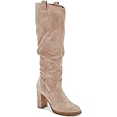 Juliet Holy Women's Knee High Boots Chunky Block Heel Wide Calf Round Toe Side Zipper Fashion Dress Boot