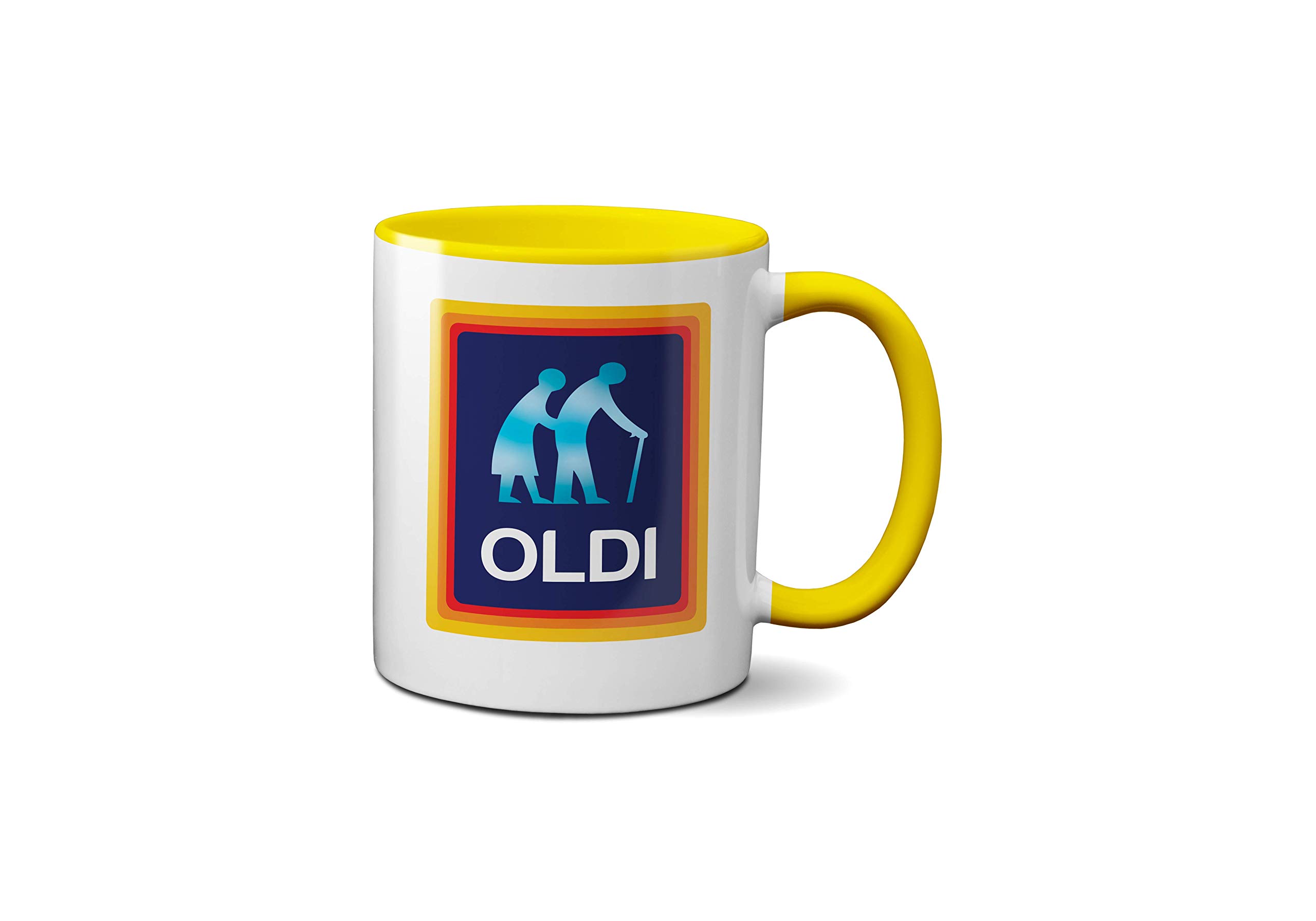 SMARTYPANTS Oldi Mug- Birthdays Christmas Funny Gift Presents Celebration Novelty Old Large Heavy Duty Handle Dino Coated Dishwasher/Microwave Safe Sublimation Ceramic (Yellow Prime)