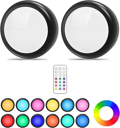 Cadrim Under Cabinet Lights RGB Wireless 13 Color Dimmable 2 Pack 4000K